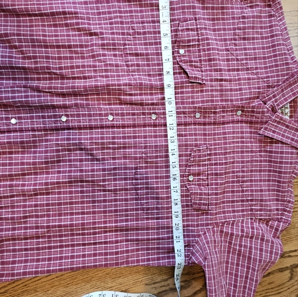 Ely Cattleman large button down long sleeve shirt with pearl snaps. Red & white - Picture 5 of 9